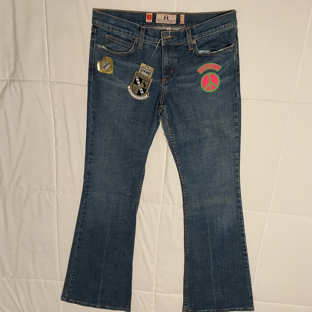 ☮️💕💚RARE Y2K Juicy Couture Peace Sign Jeans